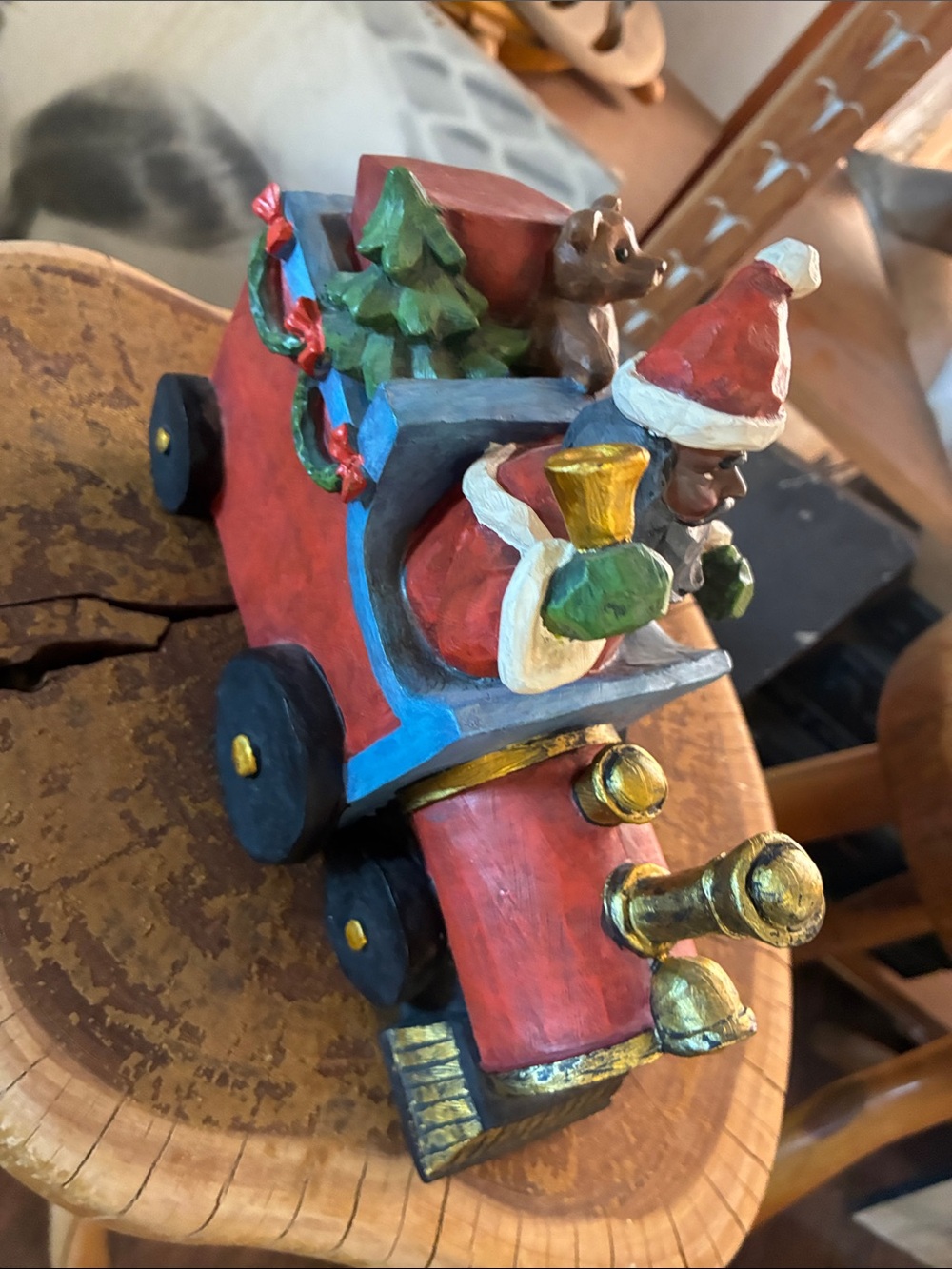 Red & Gold Santa Train Holiday Figurine Decor